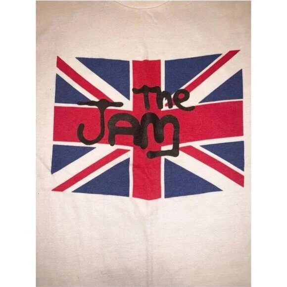 VINTAGE 1970s/1980s THE JAM SPRAY PAINT LOGO UNION JACK T-SHIRT~ SINGLE STITCH - Picture 2 of 7